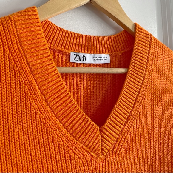 Zara Orange Knit Sweater Vest - Picture 3 of 3